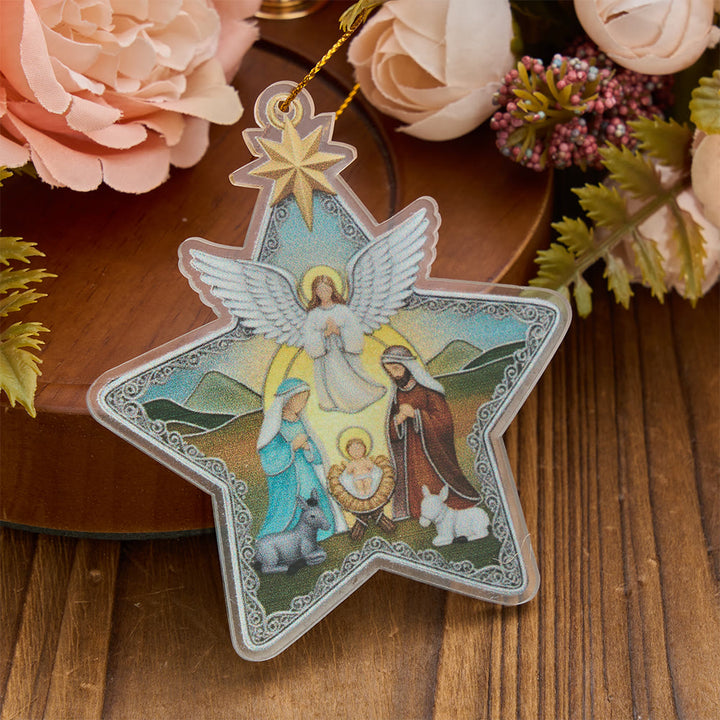 Christianartworkshop Ornamento acrilico con la stella della Madonna e della Sacra Famiglia: emblema della tenera misericordia celeste. - image 4