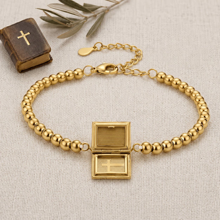 Christianartworkshop Bracciale con ciondolo a croce apribile a forma di libro: simbolo di una preziosa devozione interiore. - D'oro - image 0