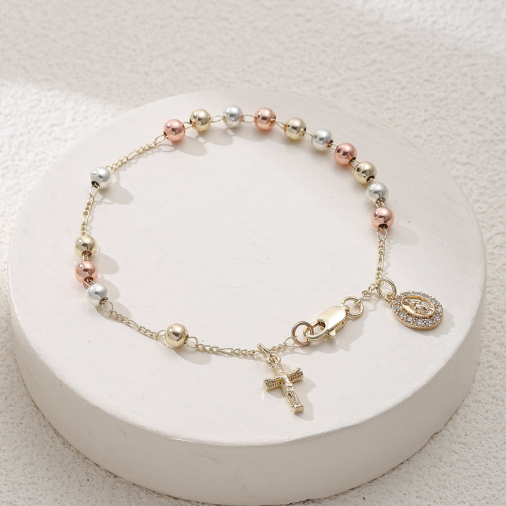 Christianartworkshop Bracciale con crocifisso, medaglia della Madonna e di San Benedetto: emblema di divino conforto. - Nostra Signora e Crocifisso A - image 0