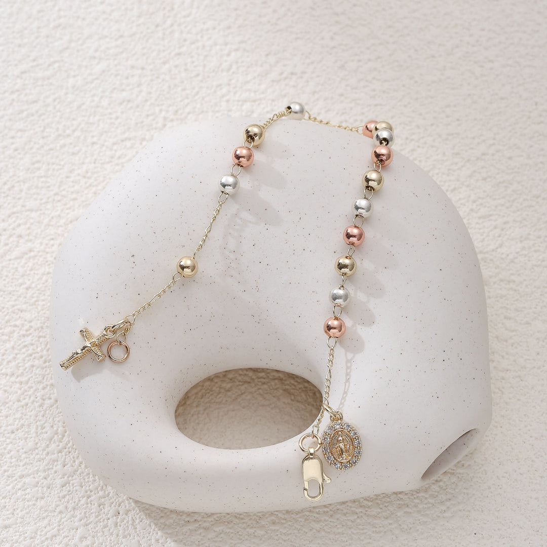 Christianartworkshop Bracciale con crocifisso, medaglia della Madonna e di San Benedetto: emblema di divino conforto. - image 3