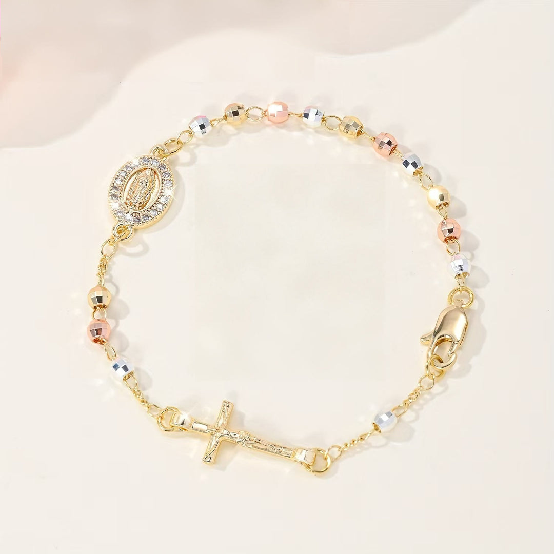 Christianartworkshop Bracciale con crocifisso, medaglia della Madonna e di San Benedetto: emblema di divino conforto. - Nostra Signora e Crocifisso B - image 6