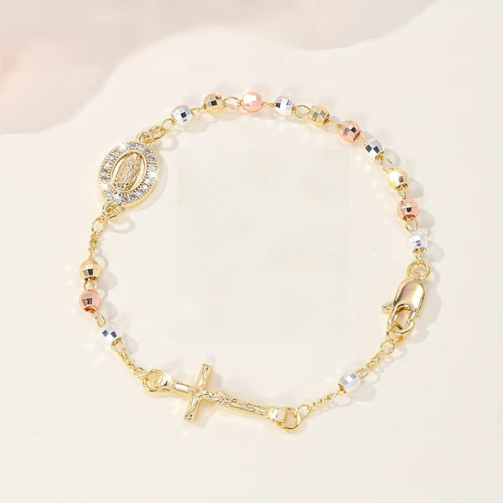 Christianartworkshop Bracciale con crocifisso, medaglia della Madonna e di San Benedetto: emblema di divino conforto. - Nostra Signora e Crocifisso B - image 6