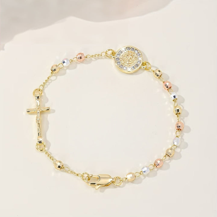 Christianartworkshop Bracciale con crocifisso, medaglia della Madonna e di San Benedetto: emblema di divino conforto. - San Benedetto e Crocifisso A - image 5
