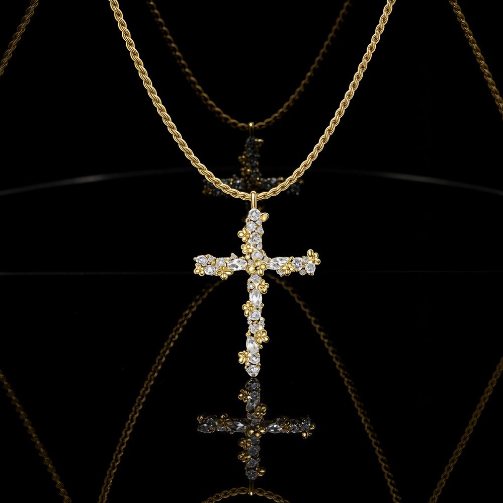 Christianartworkshop Collana con ciondolo a croce floreale in cristallo decorato: simbolo di protezione divina - image 5