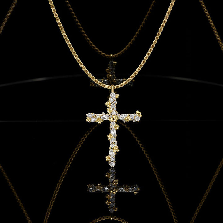 Christianartworkshop Collana con ciondolo a croce floreale in cristallo decorato: simbolo di protezione divina - image 5