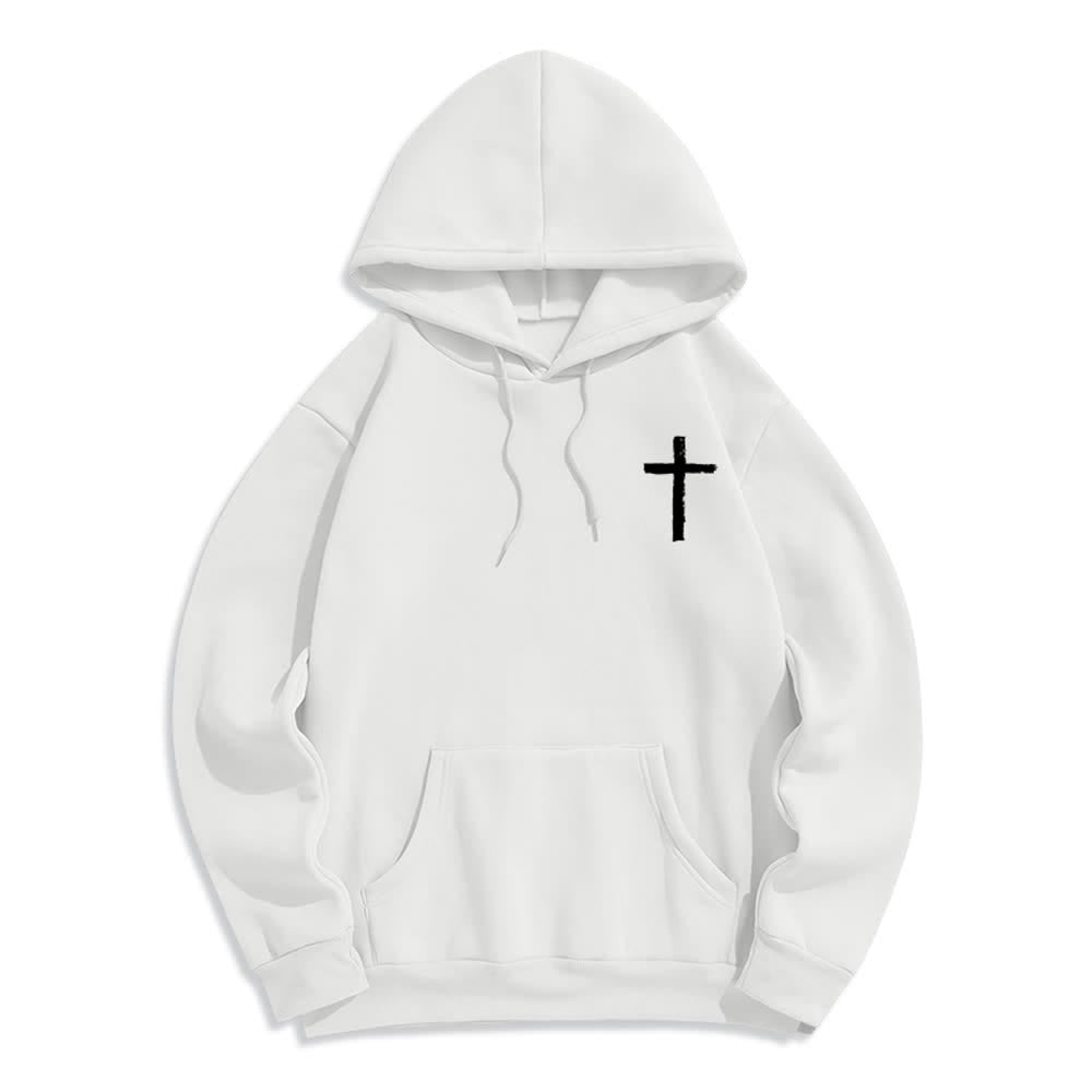 Christianartworkshop Felpa con cappuccio foderata in pile con croce a pennello "Praise The Lord" - image 5