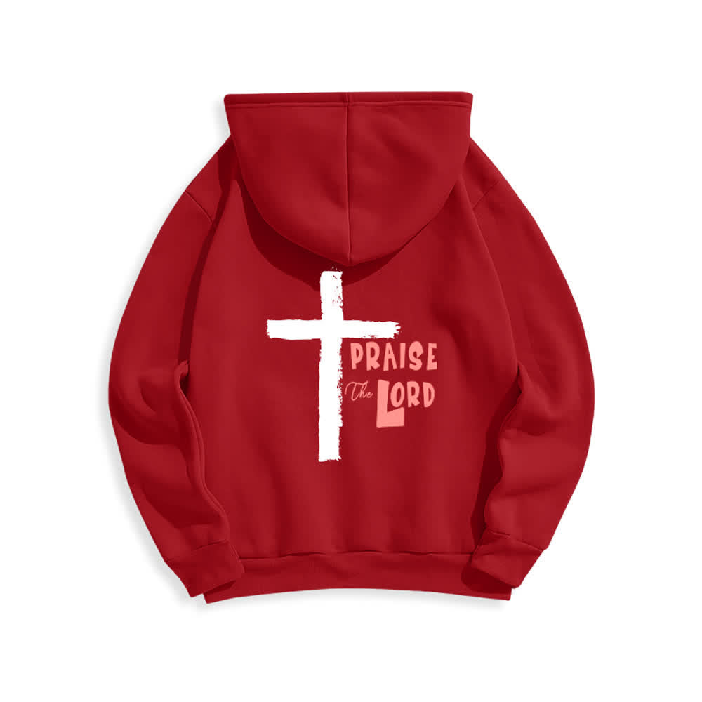 Christianartworkshop Felpa con cappuccio foderata in pile con croce a pennello "Praise The Lord" - image 19