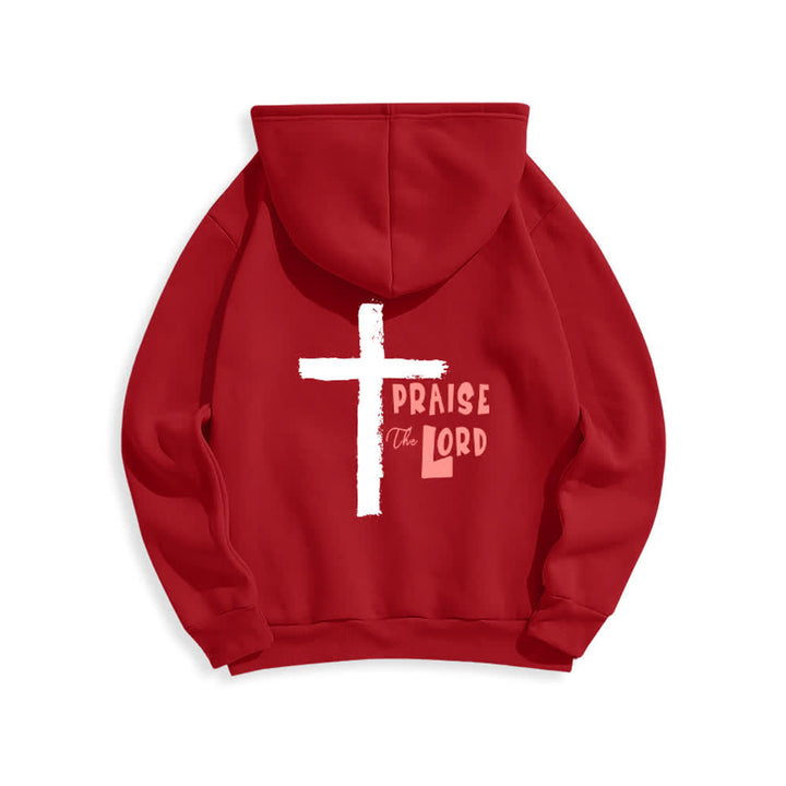 Christianartworkshop Felpa con cappuccio foderata in pile con croce a pennello "Praise The Lord" - image 19