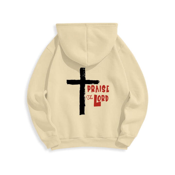 Christianartworkshop Felpa con cappuccio foderata in pile con croce a pennello "Praise The Lord" - image 1