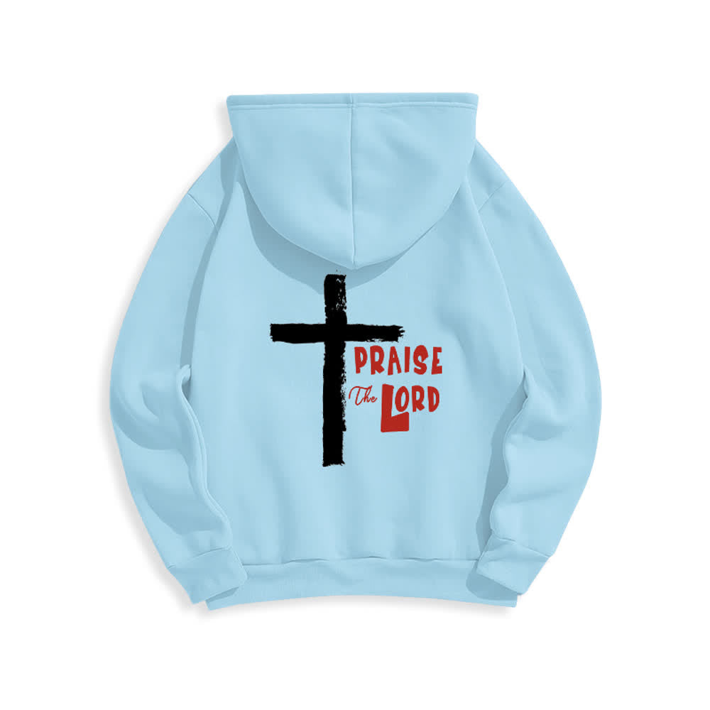 Christianartworkshop Felpa con cappuccio foderata in pile con croce a pennello "Praise The Lord" - image 22