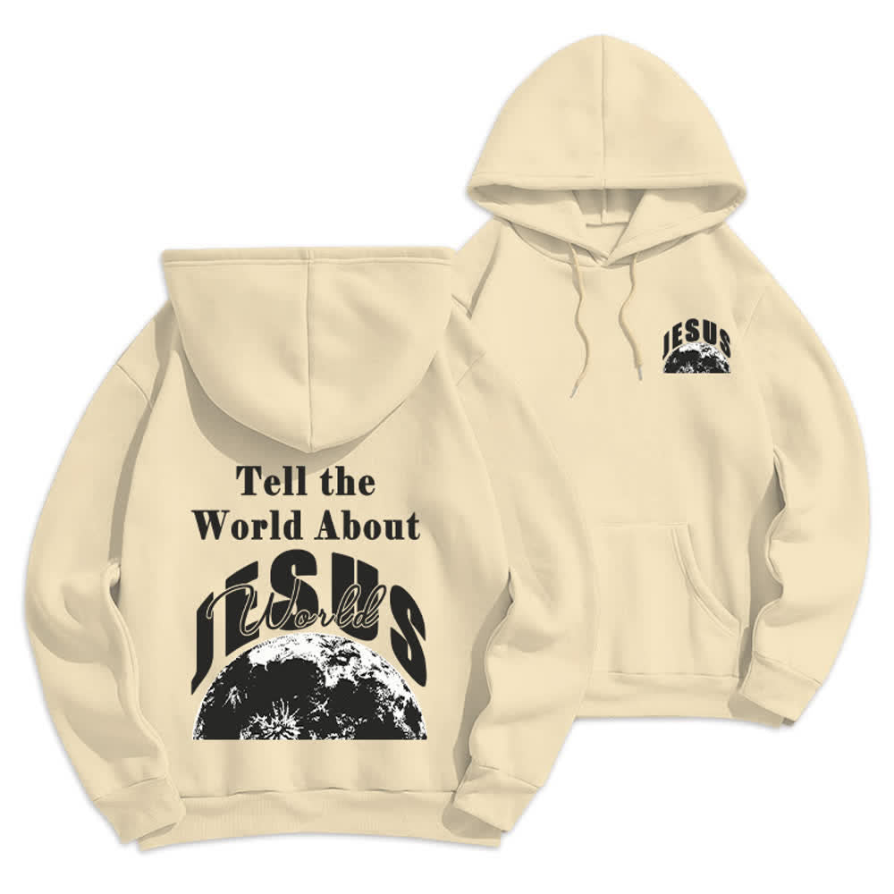 Christianartworkshop Felpa con cappuccio foderata in pile "Parla al mondo di Gesù" - Beige - 2XL - image 15