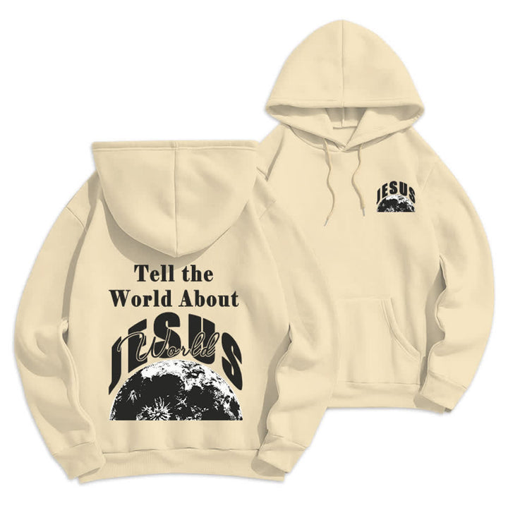 Christianartworkshop Felpa con cappuccio foderata in pile "Parla al mondo di Gesù" - Beige - 2XL - image 15