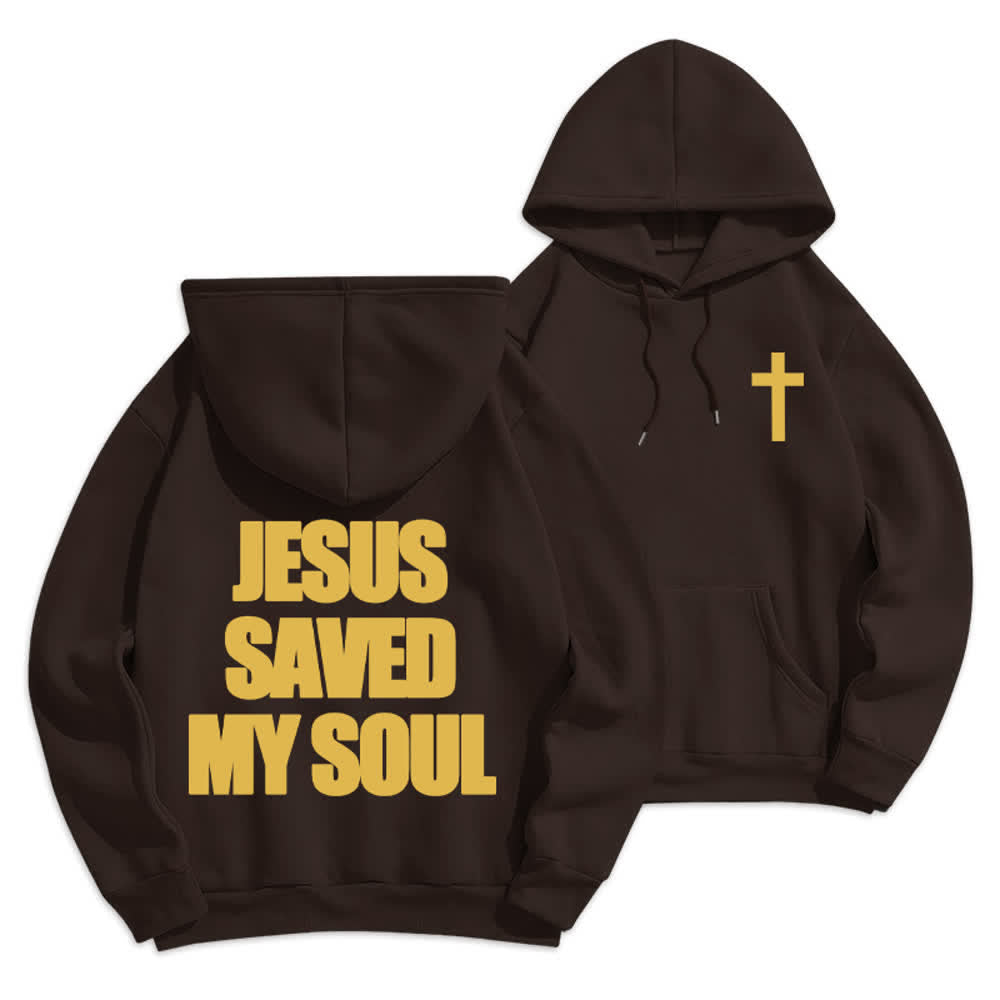 Christianartworkshop Felpa con cappuccio vintage marrone con la scritta "Jesus Saved My Soul" - Marrone - 2XL - image 0