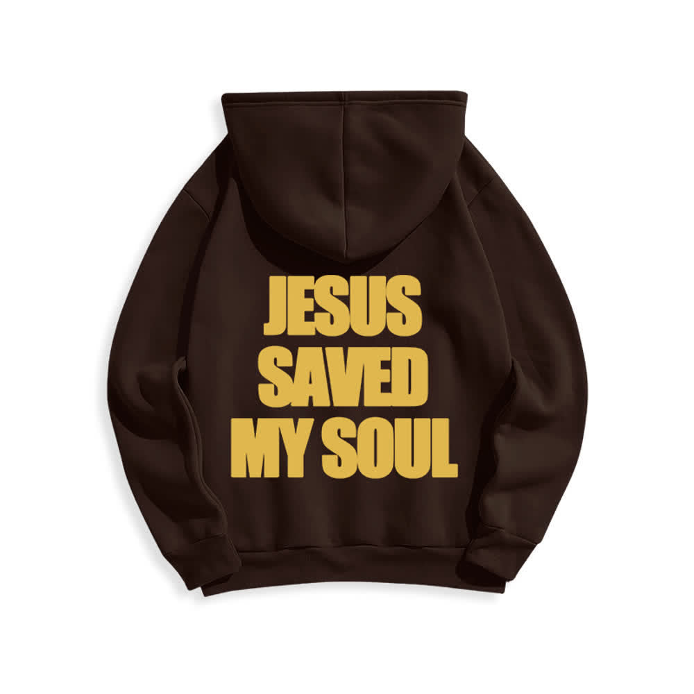Christianartworkshop Felpa con cappuccio vintage marrone con la scritta "Jesus Saved My Soul" - image 1
