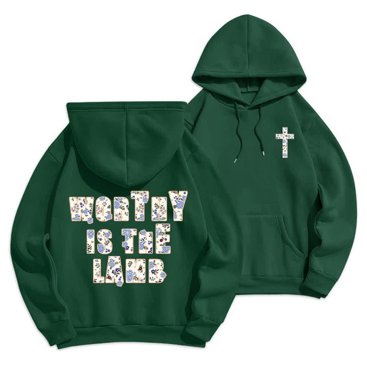 Christianartworkshop Felpa con cappuccio oversize foderata in pile con applicazioni floreali a croce. - Verde - 2XL - image 21