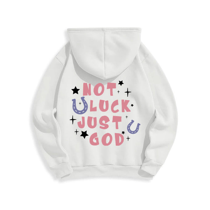 Christianartworkshop Felpa con cappuccio foderata in pile con grafica "Not Luck Just God" (Non fortuna, solo Dio) - image 4