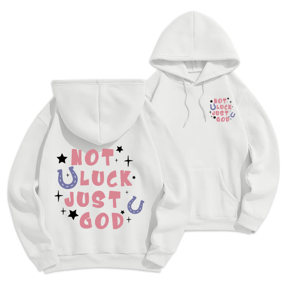 Christianartworkshop Felpa con cappuccio foderata in pile con grafica "Not Luck Just God" (Non fortuna, solo Dio) - Bianco - 2XL - image 3