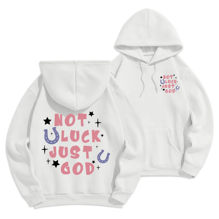 Christianartworkshop Felpa con cappuccio foderata in pile con grafica "Not Luck Just God" (Non fortuna, solo Dio) - Bianco - 2XL - image 3