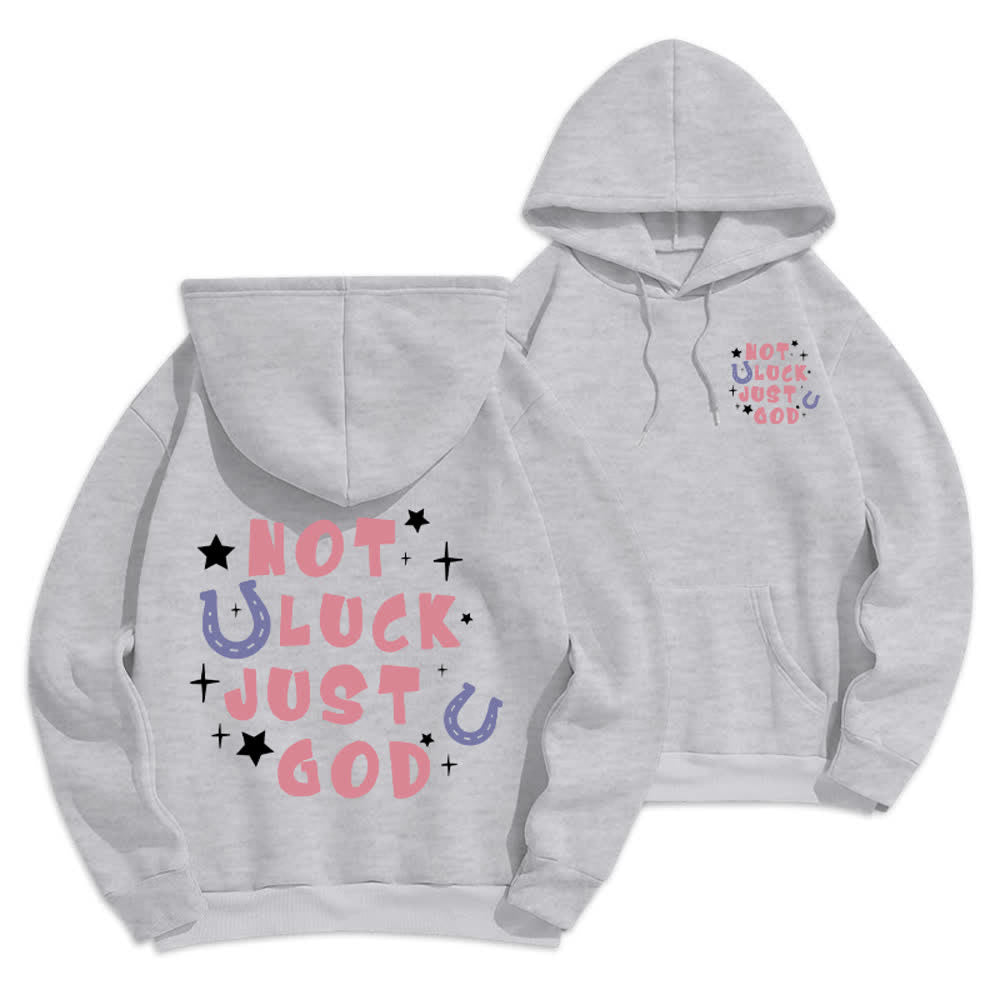 Christianartworkshop Felpa con cappuccio foderata in pile con grafica "Not Luck Just God" (Non fortuna, solo Dio) - Grigio - 2XL - image 9