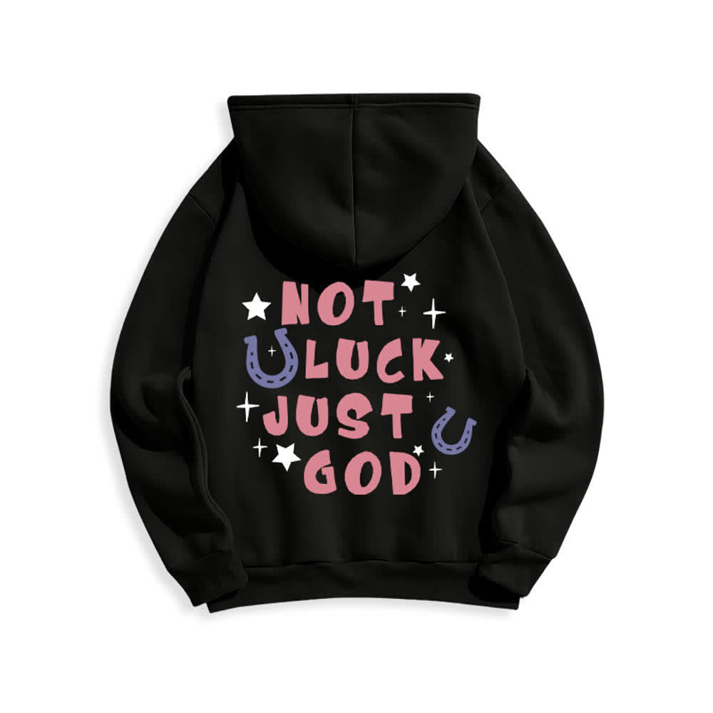 Christianartworkshop Felpa con cappuccio foderata in pile con grafica "Not Luck Just God" (Non fortuna, solo Dio) - image 7
