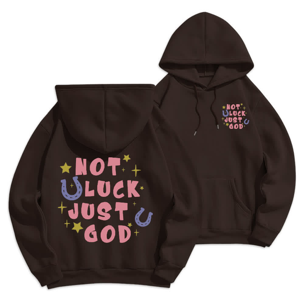 Christianartworkshop Felpa con cappuccio foderata in pile con grafica "Not Luck Just God" (Non fortuna, solo Dio) - Marrone - 2XL - image 18