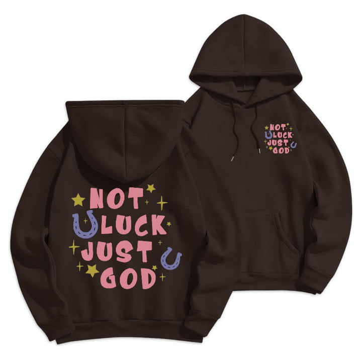 Christianartworkshop Felpa con cappuccio foderata in pile con grafica "Not Luck Just God" (Non fortuna, solo Dio) - Marrone - 2XL - image 18