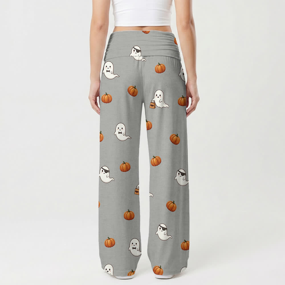 Christianartworkshop Pantaloni da donna a gamba larga Ghost Pumpkin Cross Cozy Lounge - image 2