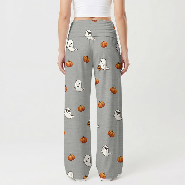 Christianartworkshop Pantaloni da donna a gamba larga Ghost Pumpkin Cross Cozy Lounge - image 2