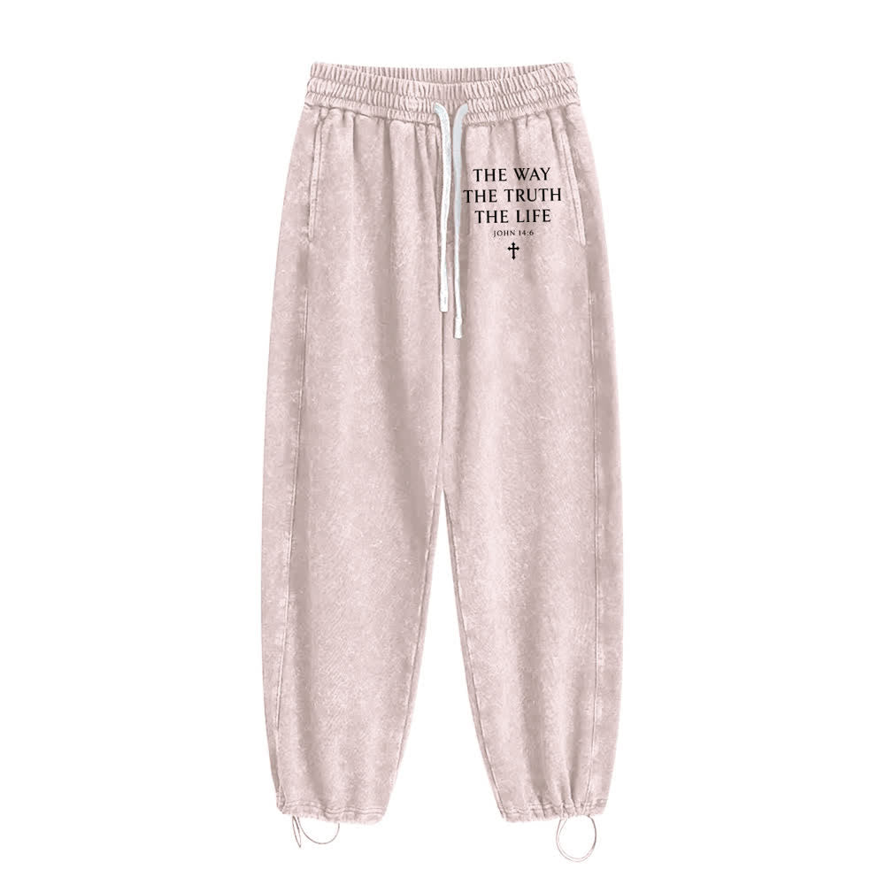 Christianartworkshop La Via La Verità La Vita Pantaloni della tuta lavati - Beige - 2XL - image 5