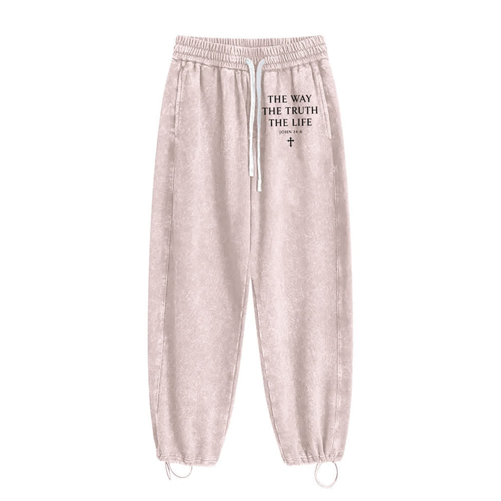 Christianartworkshop La Via La Verità La Vita Pantaloni della tuta lavati - Beige - 2XL - image 5