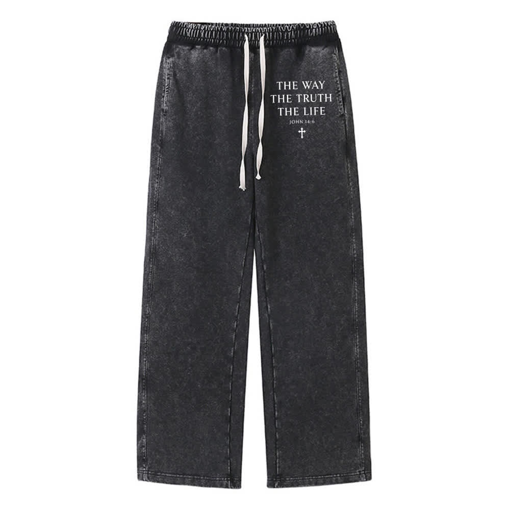 Christianartworkshop La Via La Verità La Vita Pantaloni della tuta lavati - Nero - 2XL - image 6