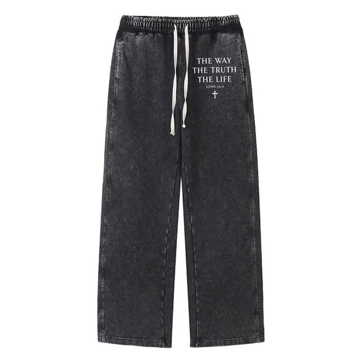 Christianartworkshop La Via La Verità La Vita Pantaloni della tuta lavati - Nero - 2XL - image 6