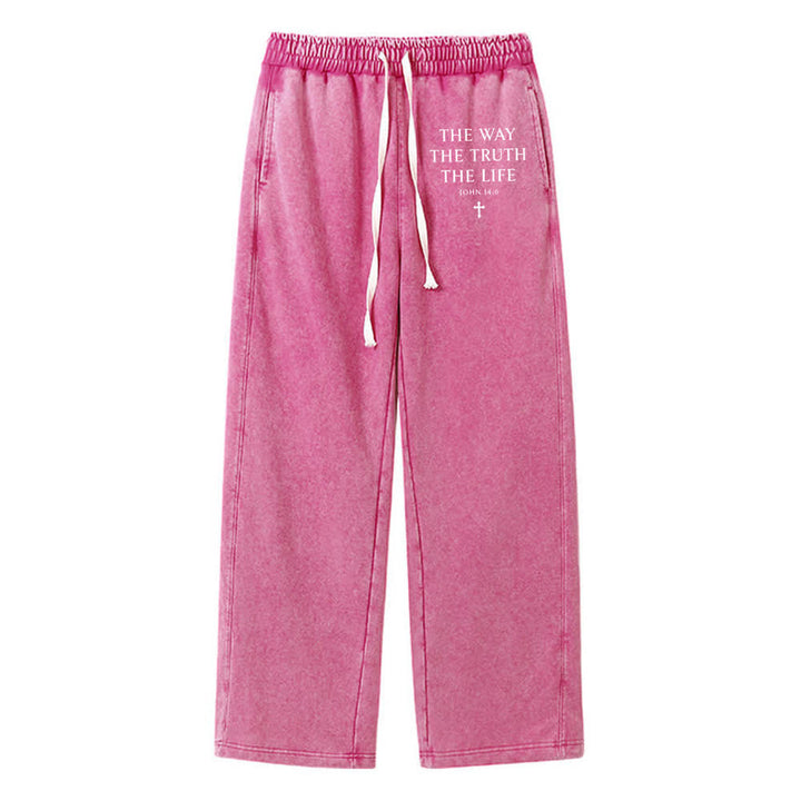 Christianartworkshop La Via La Verità La Vita Pantaloni della tuta lavati - Rosa - 2XL - image 15