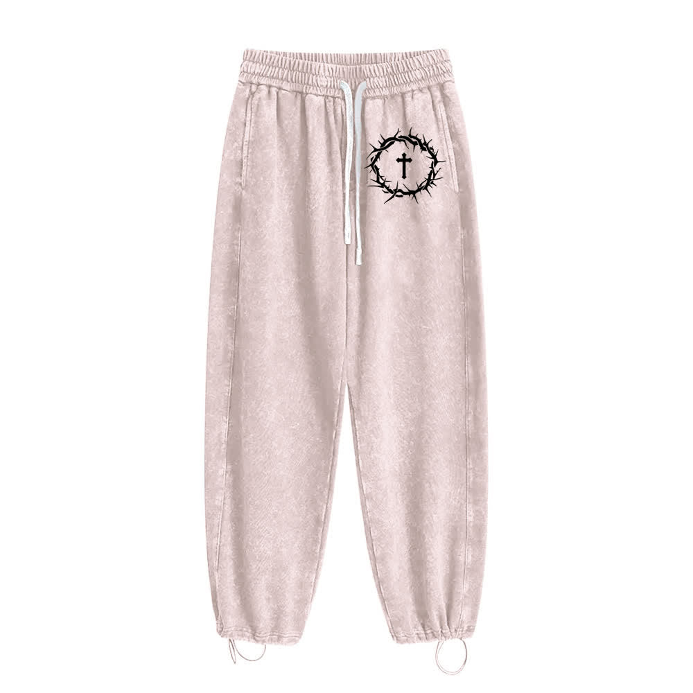 Christianartworkshop Pantaloni della tuta Thorn Cross Relaxed Fit Washed - Beige - 2XL - image 2