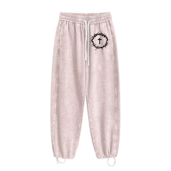 Christianartworkshop Pantaloni della tuta Thorn Cross Relaxed Fit Washed - Beige - 2XL - image 2
