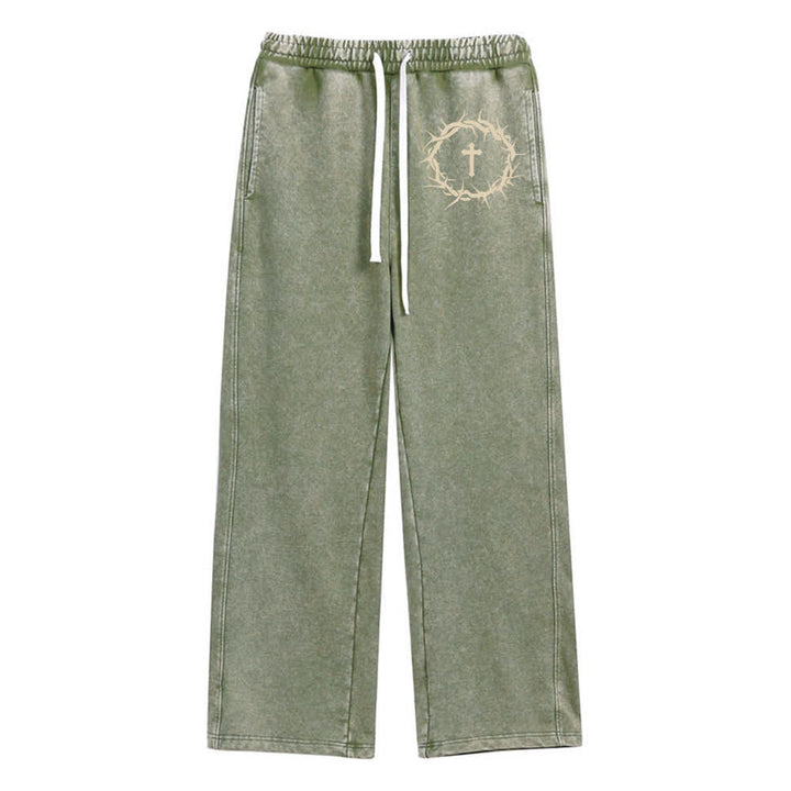 Christianartworkshop Pantaloni della tuta Thorn Cross Relaxed Fit Washed - Verde militare - 2XL - image 6