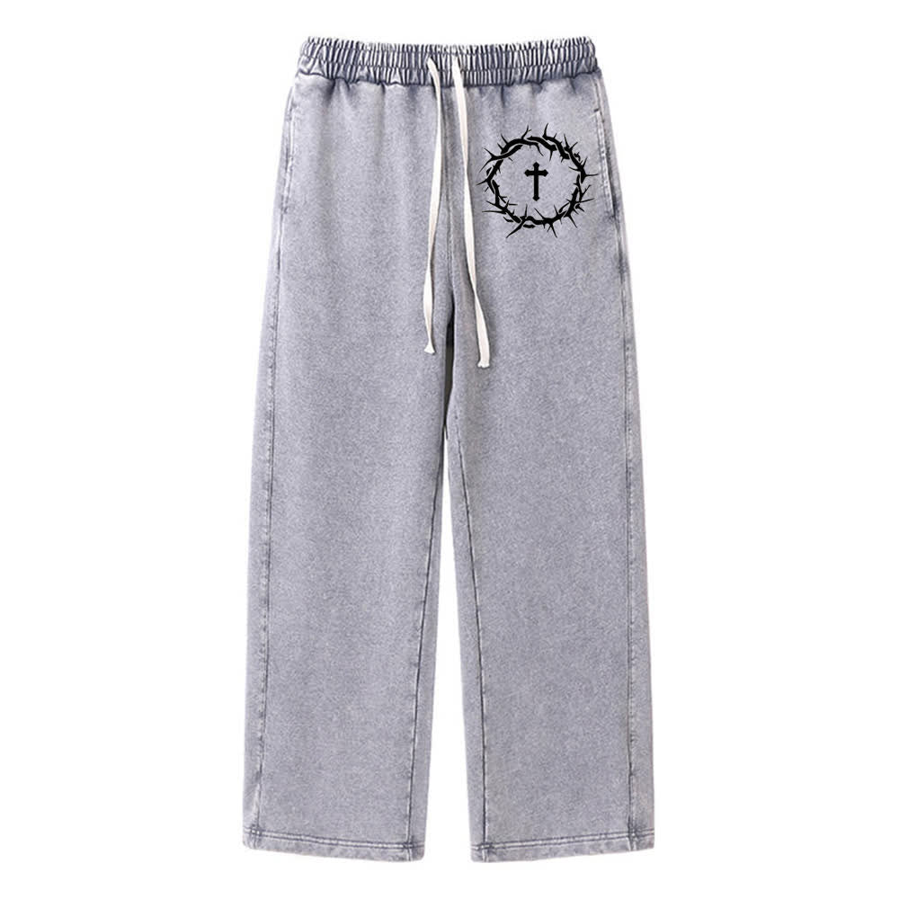 Christianartworkshop Pantaloni della tuta Thorn Cross Relaxed Fit Washed - Grigio - 2XL - image 9