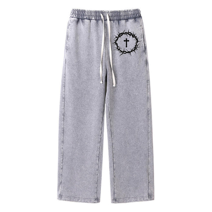 Christianartworkshop Pantaloni della tuta Thorn Cross Relaxed Fit Washed - Grigio - 2XL - image 9