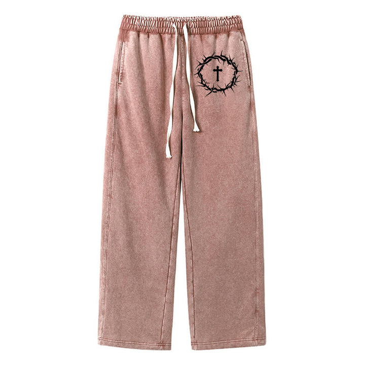 Christianartworkshop Pantaloni della tuta Thorn Cross Relaxed Fit Washed - Marrone - 2XL - image 12