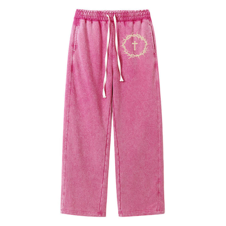 Christianartworkshop Pantaloni della tuta Thorn Cross Relaxed Fit Washed - Rosa - 2XL - image 15