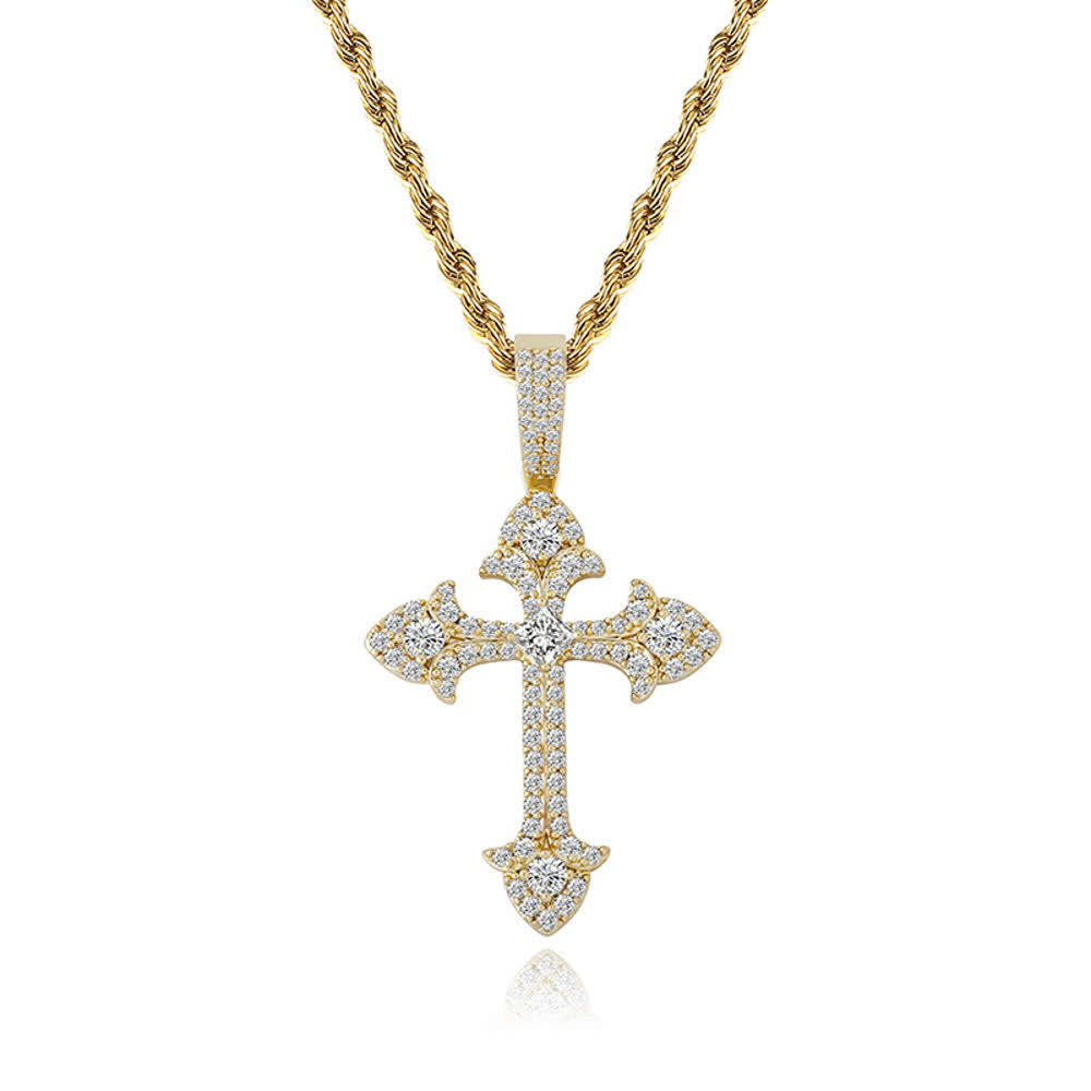 Christianartworkshop Collana con pendente a croce scintillante tempestata di pavé: simbolo di nobile rifugio divino - image 6