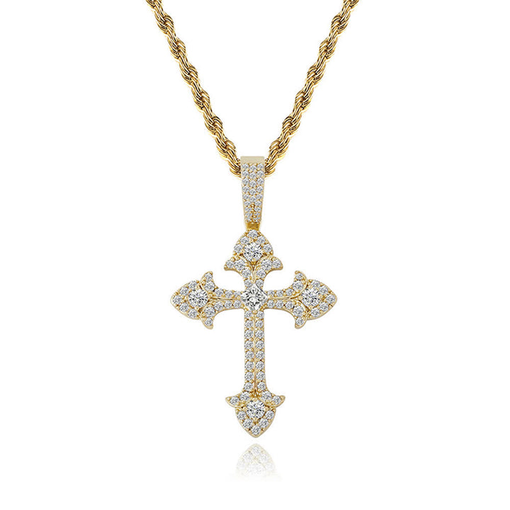 Christianartworkshop Collana con pendente a croce scintillante tempestata di pavé: simbolo di nobile rifugio divino - image 6