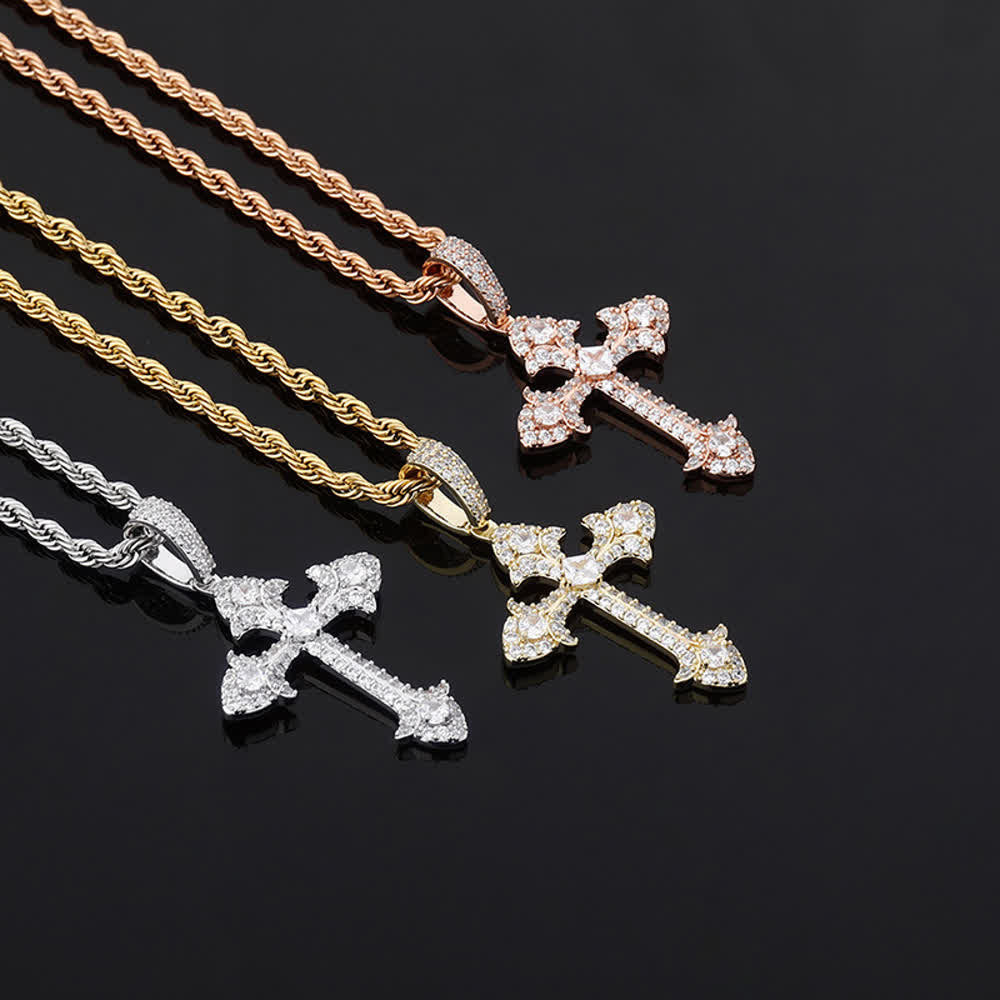 Christianartworkshop Collana con pendente a croce scintillante tempestata di pavé: simbolo di nobile rifugio divino - image 3