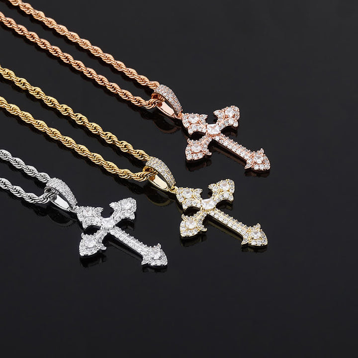 Christianartworkshop Collana con pendente a croce scintillante tempestata di pavé: simbolo di nobile rifugio divino - image 3