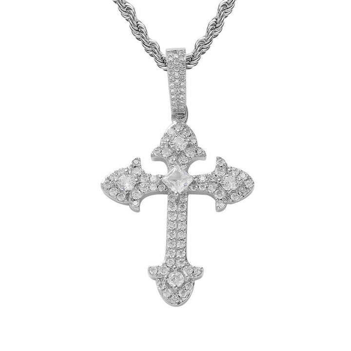 Christianartworkshop Collana con pendente a croce scintillante tempestata di pavé: simbolo di nobile rifugio divino - Argento - image 8