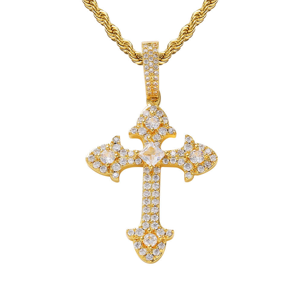 Christianartworkshop Collana con pendente a croce scintillante tempestata di pavé: simbolo di nobile rifugio divino - image 5