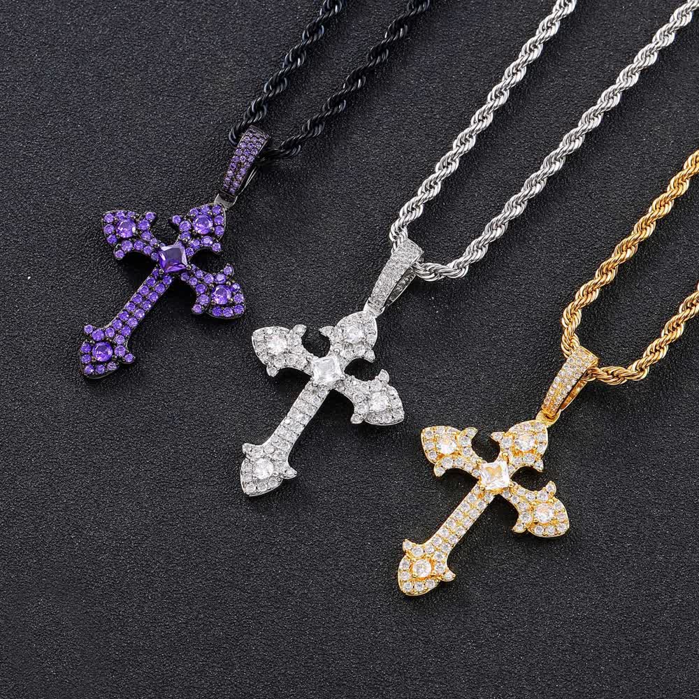 Christianartworkshop Collana con pendente a croce scintillante tempestata di pavé: simbolo di nobile rifugio divino - image 2