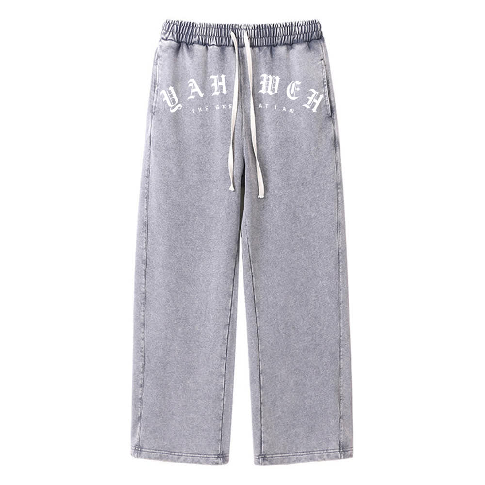 Christianartworkshop Pantaloni della tuta Yahweh Vintage con coulisse, vestibilità comoda e lavaggio effetto vintage - Grigio - 2XL - image 0