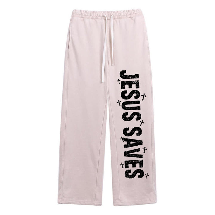 Christianartworkshop Pantaloni della tuta lavati con scritta "Jesus Saves Distressed Statement" - image 6