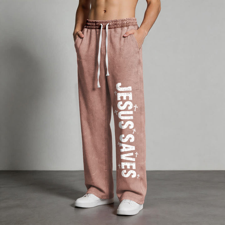 Christianartworkshop Pantaloni della tuta lavati con scritta "Jesus Saves Distressed Statement" - image 16